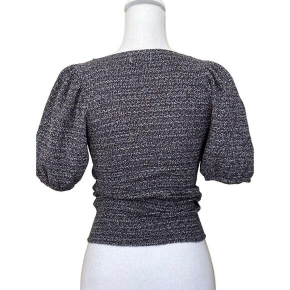 Nation LTD black/white puff sleeves sweater, XS, minimalist, basic, layering - Picture 3 of 6